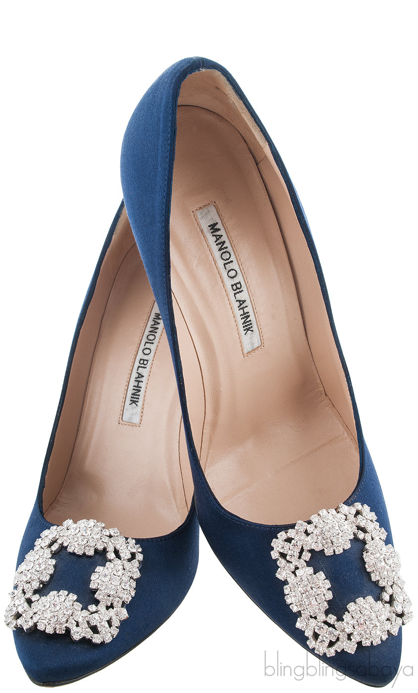 Navy Blue Satin Hangisi Pump