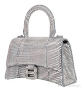 Silver Hourglass XS Rhinestone Suede Calfskin