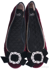 Maroon Velvet Bow Ballet Flat