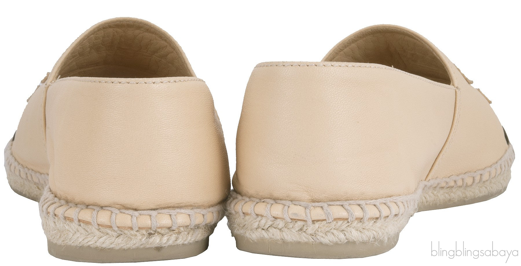 CC Beige & Black Leather Espadrille