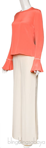 Coral Long Sleeve Shirt & Wide Leg Trouser