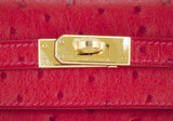 Kelly Pochette Rouge Vif Ostrich
