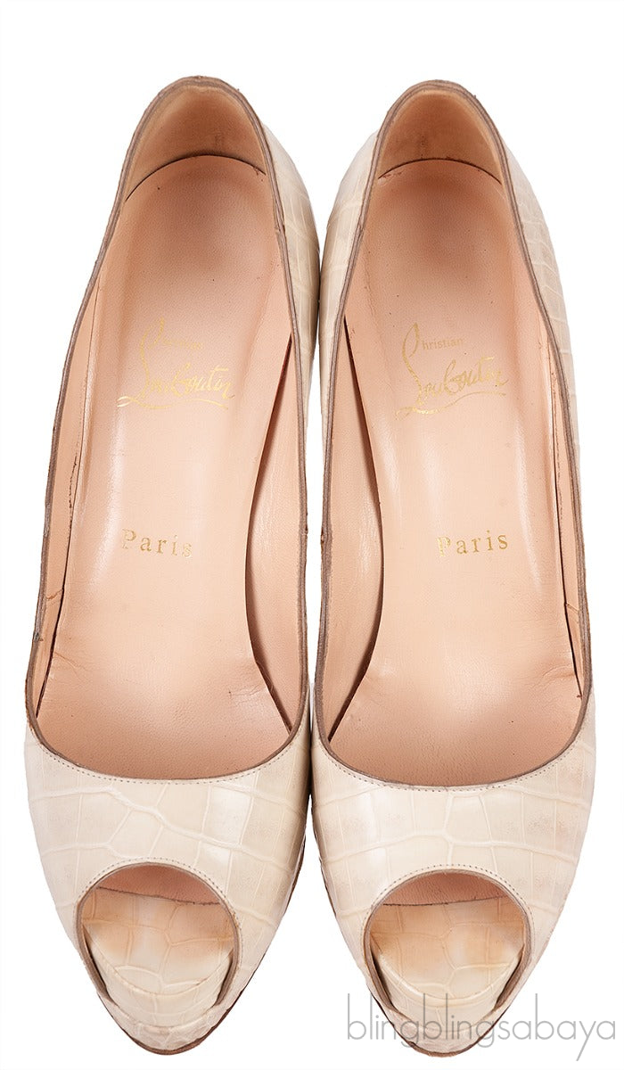 Alabastro Crocodile Peep Toe Pumps