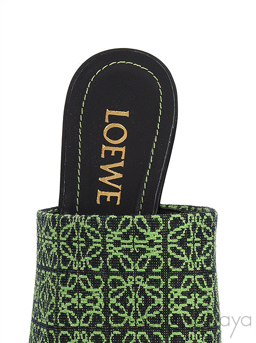 Anagram Embroidered Fabric Pointy Mules