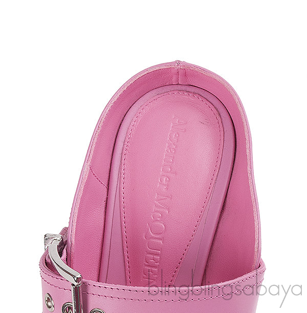 Alexander McQueen Pink Punk Buckle Mules