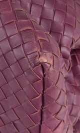Plum Large Roma Intrecciato Leather Tote