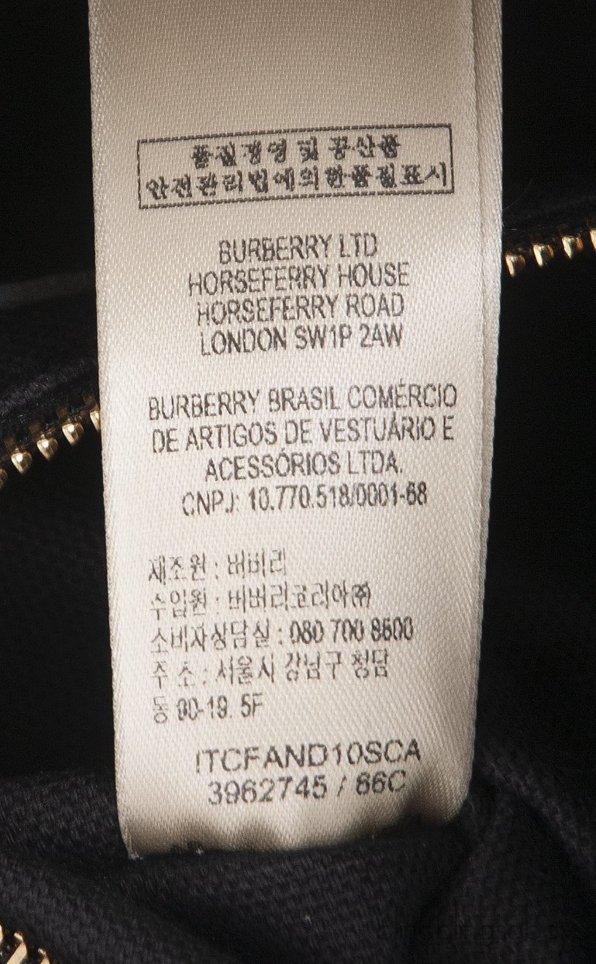 Burberry White & Checkered Banner Top Handle Bag