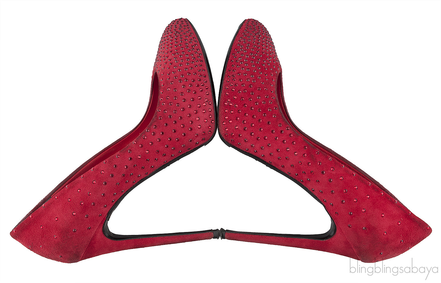 Dolce & Gabbana Red Suede Crystal Heels