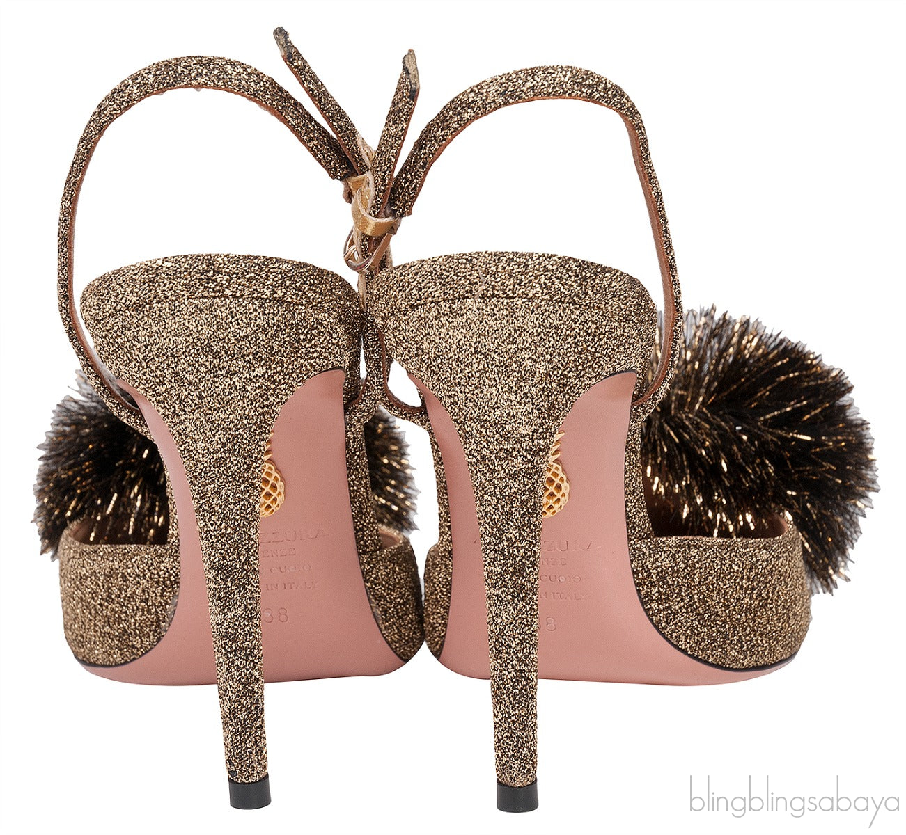 Metallic Gold Powder Puff Heels