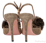 Metallic Gold Powder Puff Heels