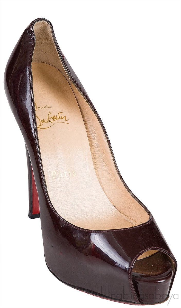 Plum Patent Peep Toe Pump