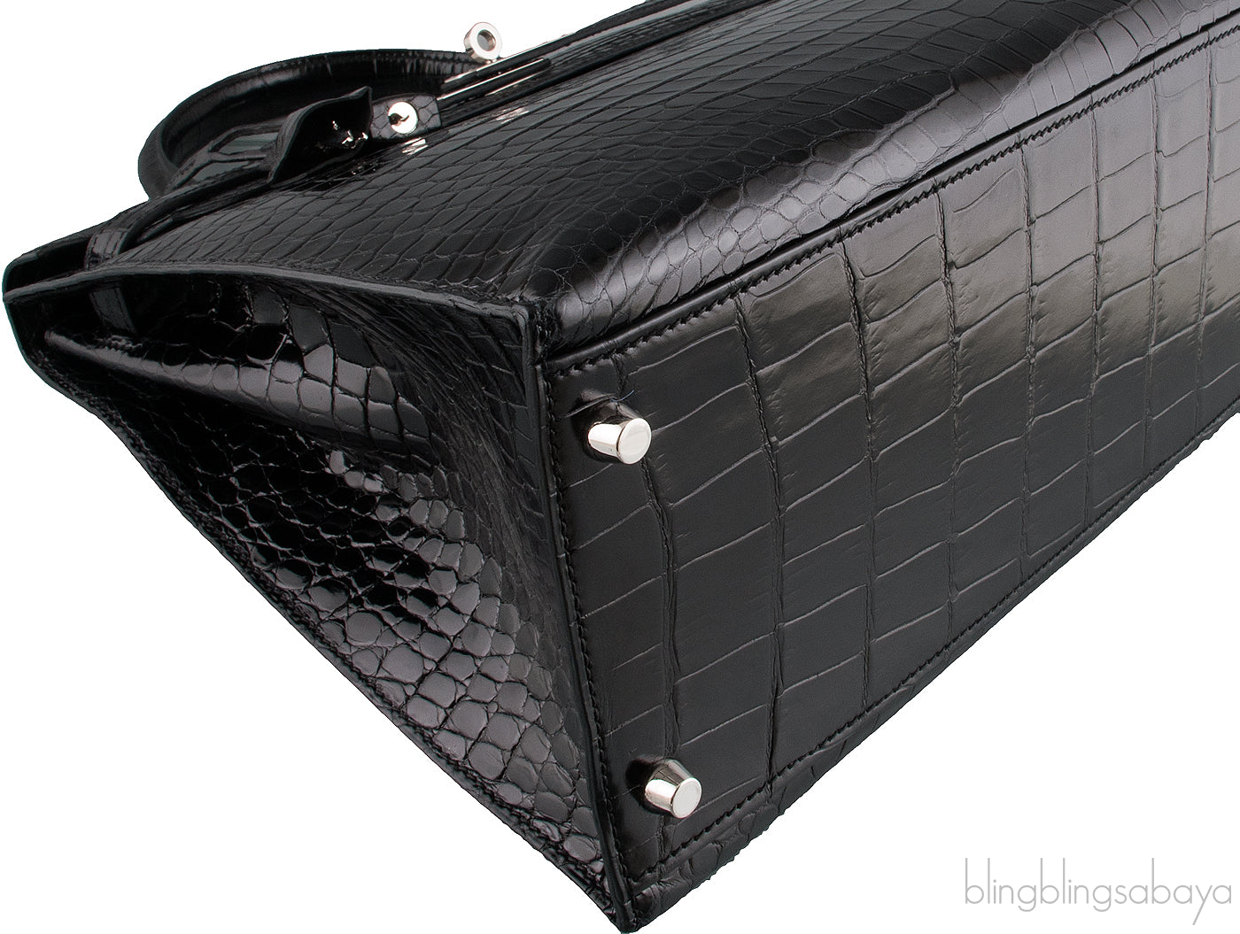 Kelly 35 Black Croc Sellier PHW