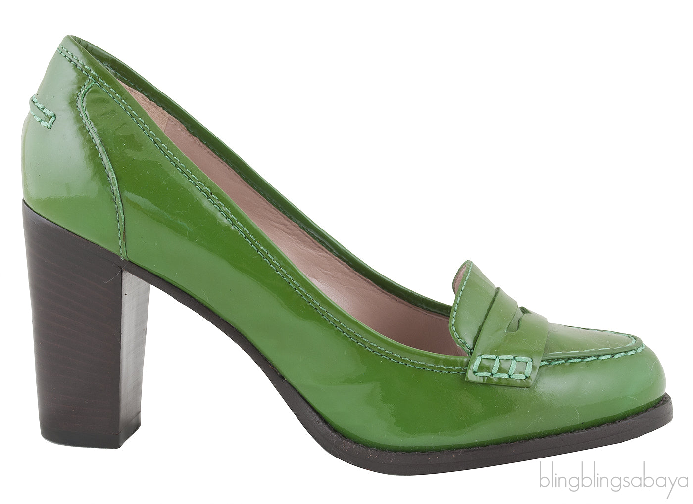 Green Patent Loafer Heels