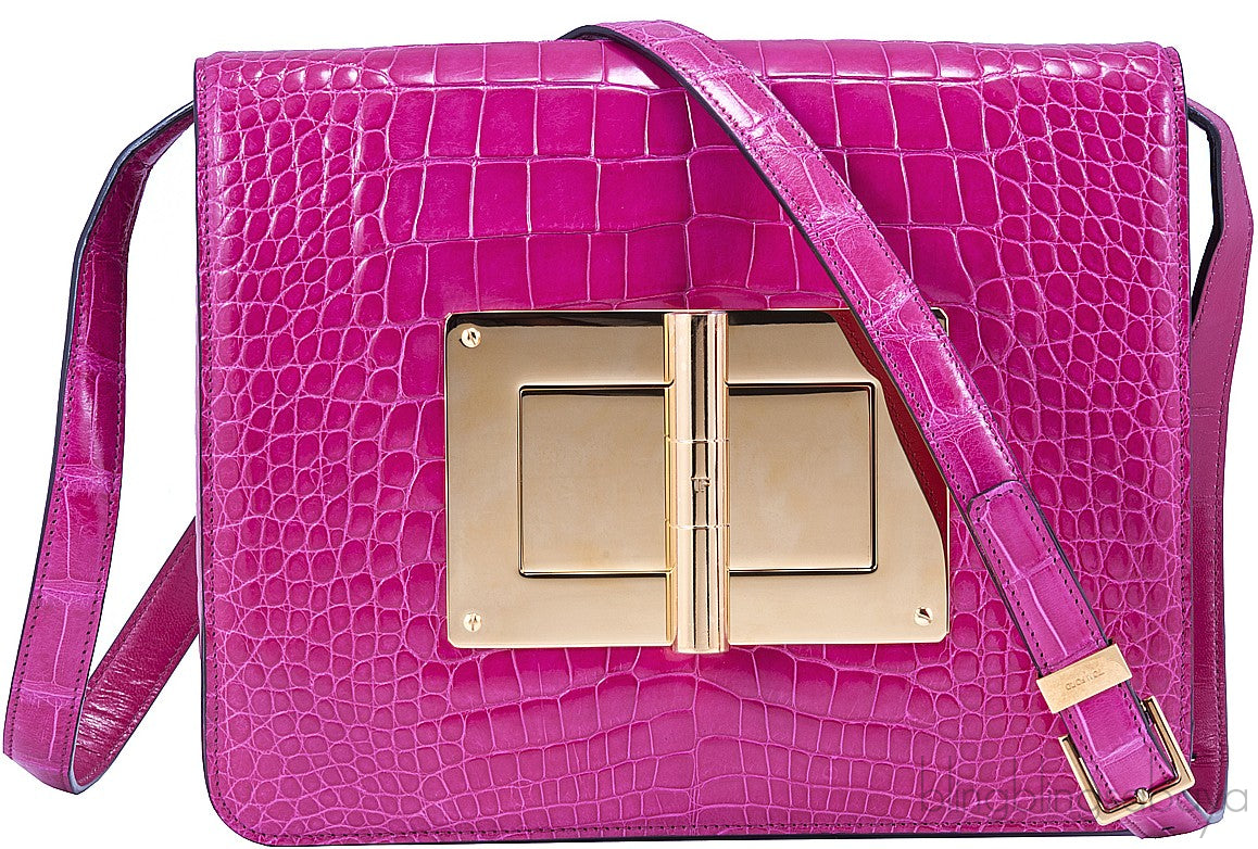 Natalia Croc Fuchsia Shoulder Bag