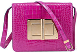 Natalia Croc Fuchsia Shoulder Bag