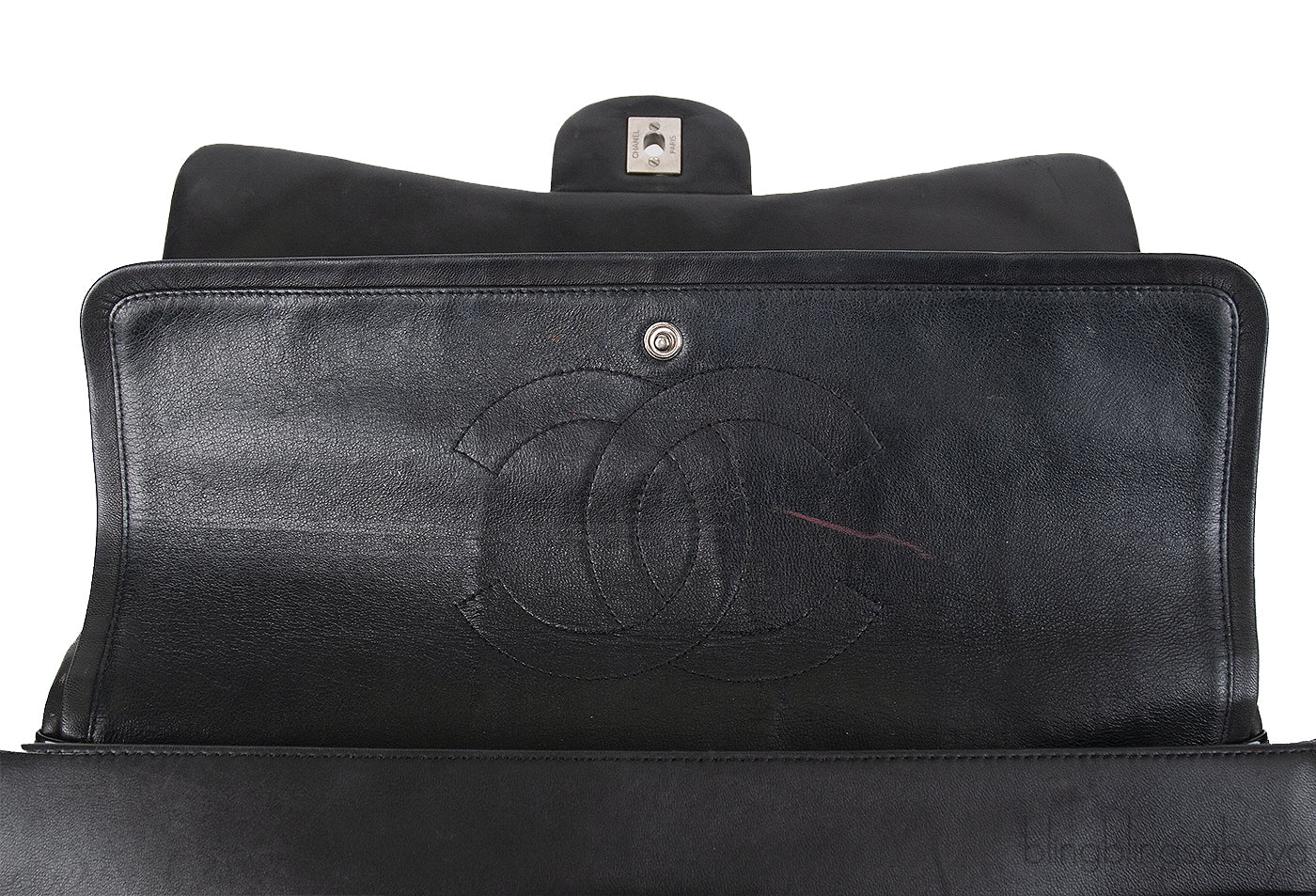 Chanel Black Patent Maxi Double Flap Quilted Bag