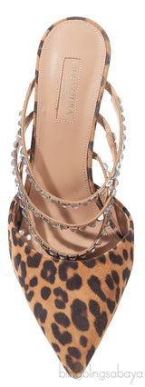 Aquazzura Brown Leopard Donata Suede Crystal Mules