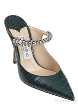 Jimmy Choo Croc-effect Bing 100 Crystal-Embellished Leather Mules