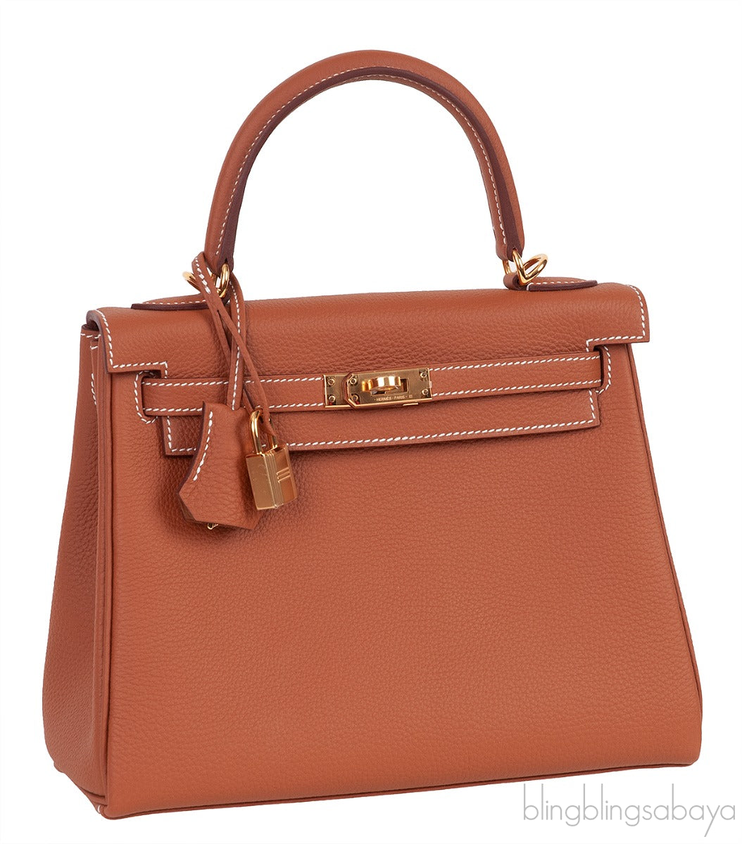 Kelly 25 Gold Togo Retourne GHW