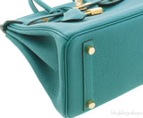 Birkin 25 Malachite Togo GHW