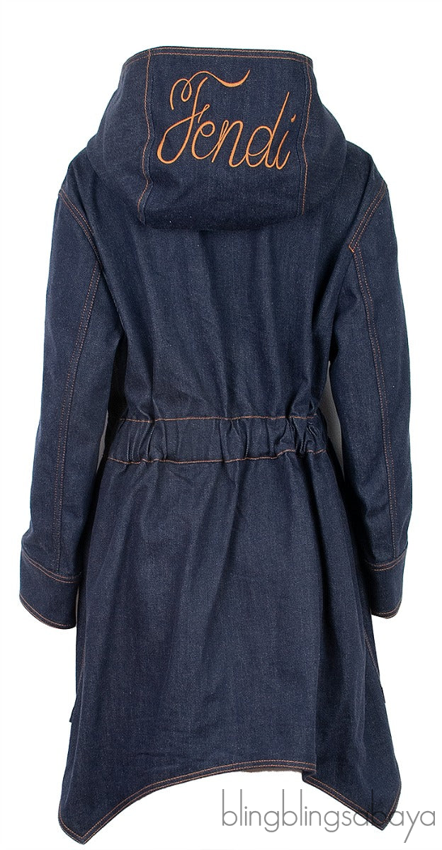 Faux Pearl Embellished Denim Coat