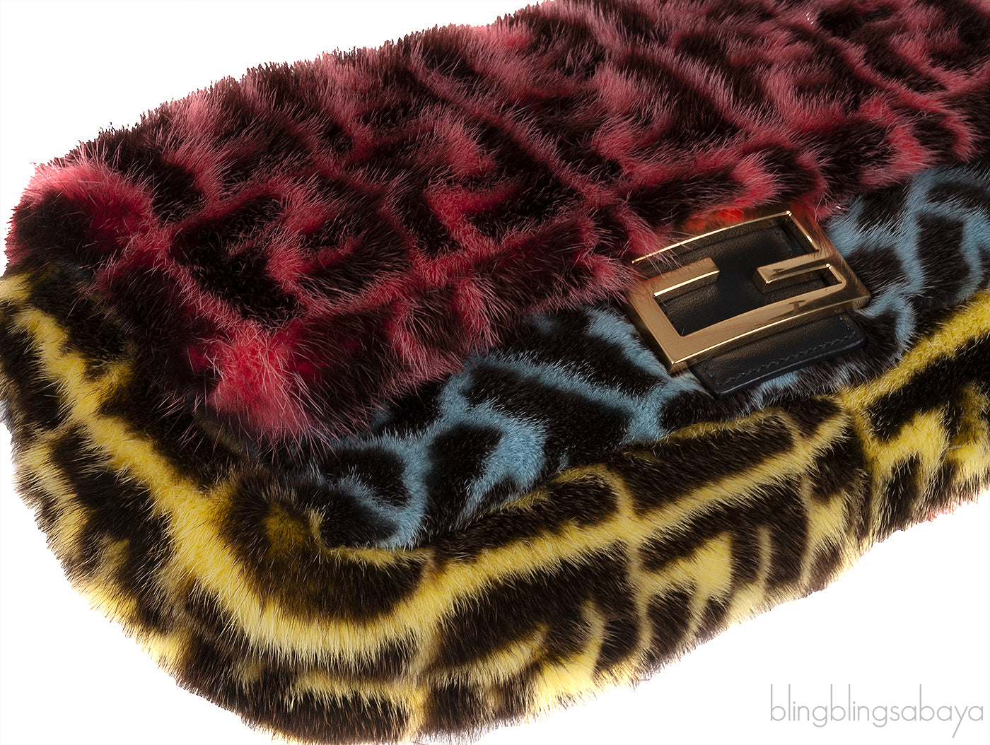 Baguette FF Zucca Multicolor Mink Fur Bag