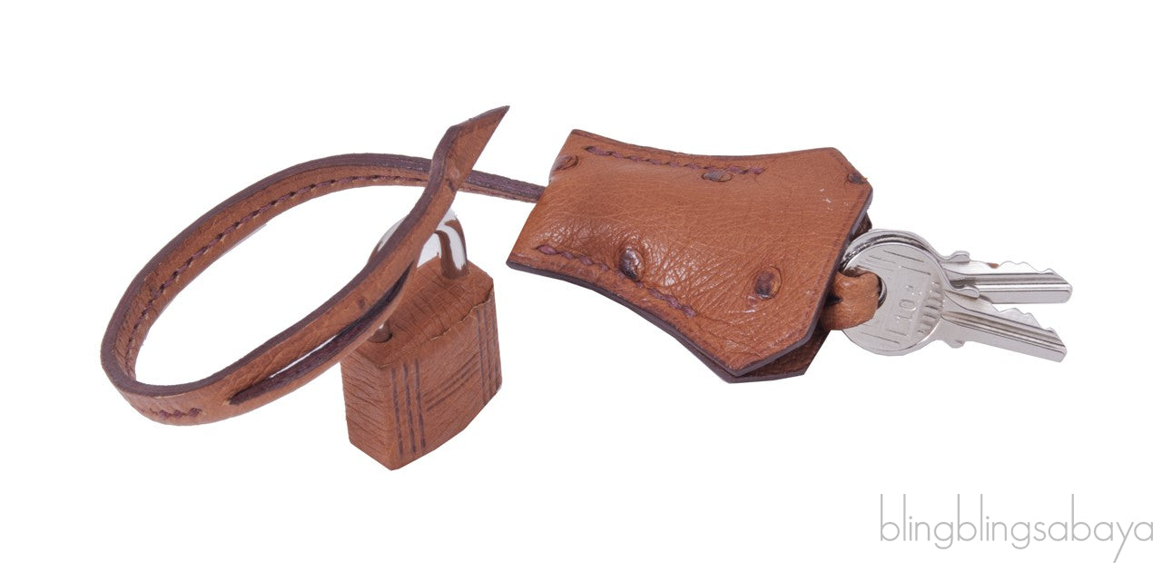 Kelly 32 Cognac Gold Ostrich