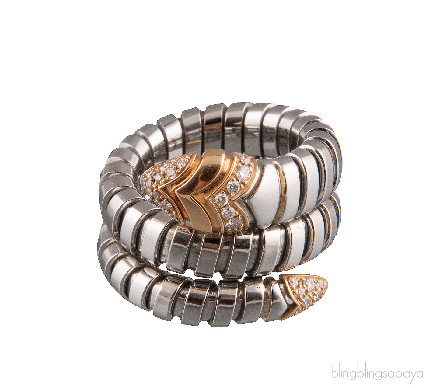 Serpenti Steel & Diamond Ring