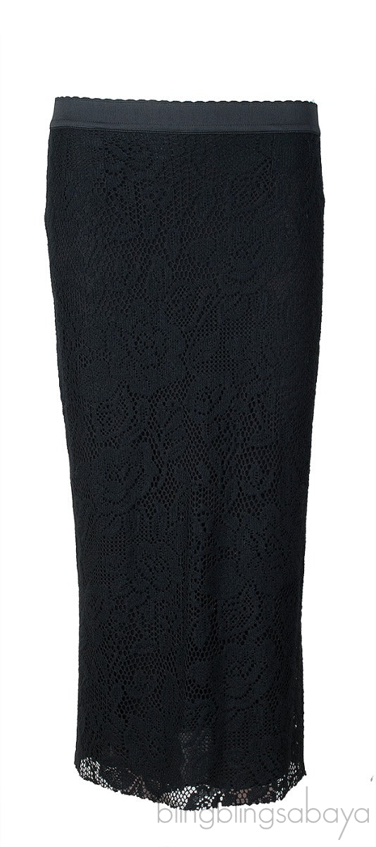 Black Floral Lace Skirt