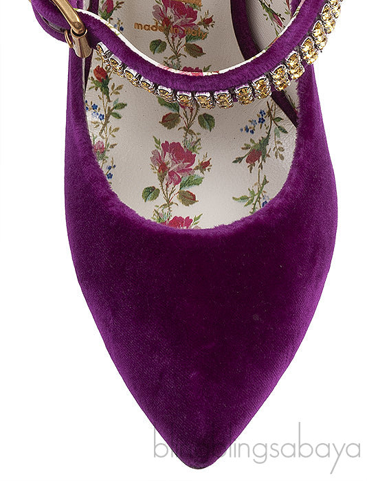 Gucci Purple Sylvie Velvet Crystal Embellished Heels 38