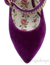 Gucci Purple Sylvie Velvet Crystal Embellished Heels 38
