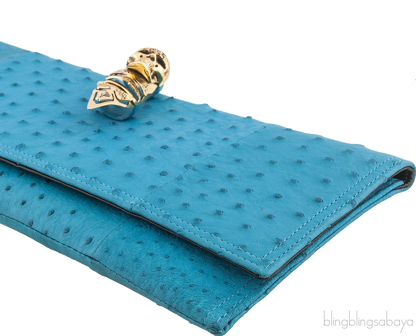 Maison Du Posh Ostrich Knuckle Ring Clutch