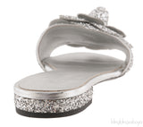 Camellia Floral Glitter Flat Mule