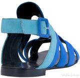 Suede Bicolor Blue Flat Sandals