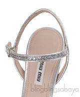 Miu Miu Brooch Silver Glitter Pump