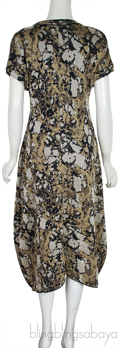 Abstract Print Metallic Multicolor Dress