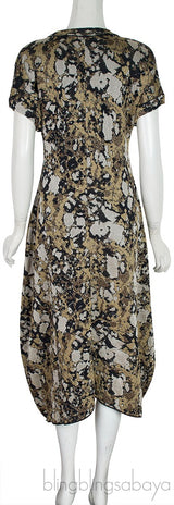 Abstract Print Metallic Multicolor Dress