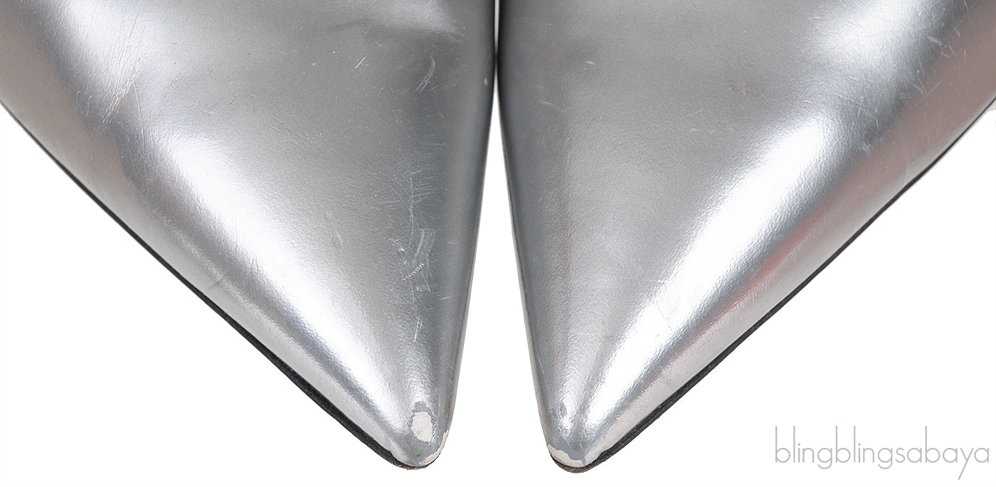 Metallic Silver Pointed Toe Heels
