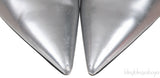 Metallic Silver Pointed Toe Heels