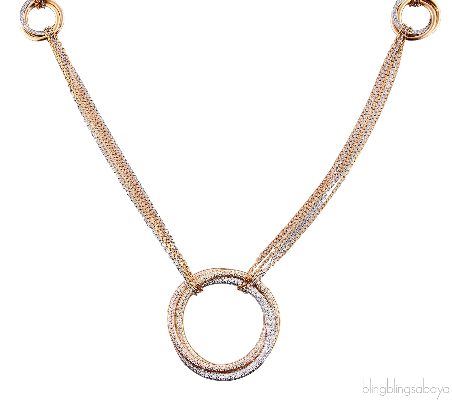 Trinity Tricolor Diamond Necklace