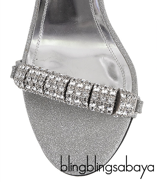 Glittery Silver Crystal Sandals