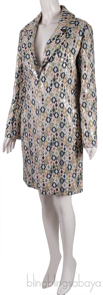 Green Lurex Multicolor Open Coat