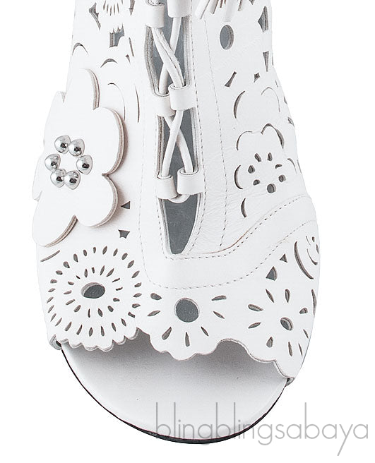 White Floral Laser Cut Heels