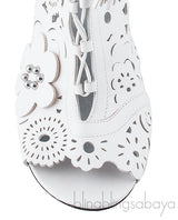 White Floral Laser Cut Heels