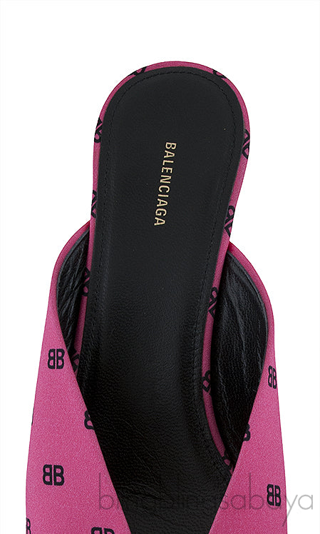 Silk BB Pink Knife Pointed Toe Mules