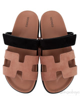 Chypre Rose Perle and Black Suede Sandals