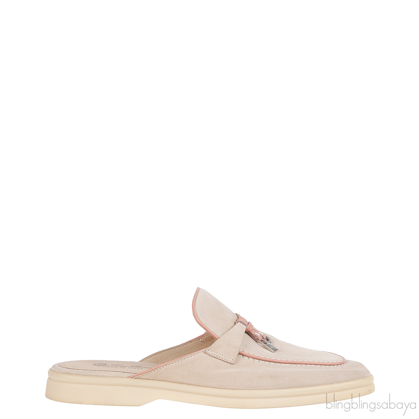 Loro Piana Babouche Charms Walk Loafers Beige Pink Mules