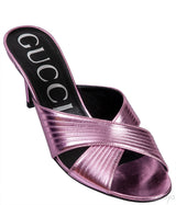 Gucci Criss-cross Metallic Pink Sandals