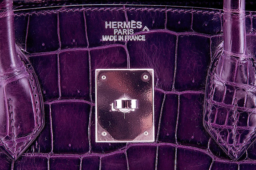 Birkin 35 Amethyst Porosus Crocodile