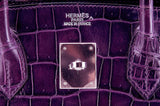 Birkin 35 Amethyst Porosus Crocodile